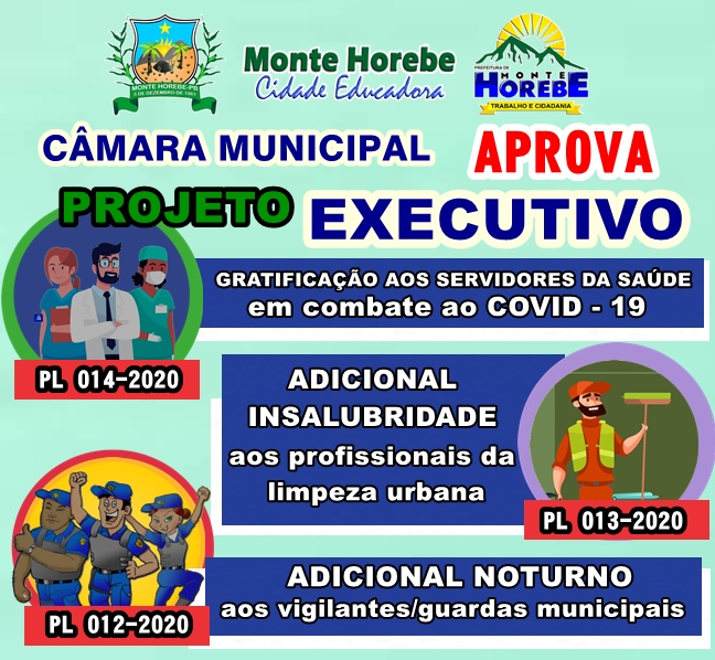 extra Prefeito Marcos Eron encaminha e Cãmara de Monte Horebe e aprova projeto de lei que garante aos profissionais de Saúde Gratificação extraordinária ao que combate o coronavirus.